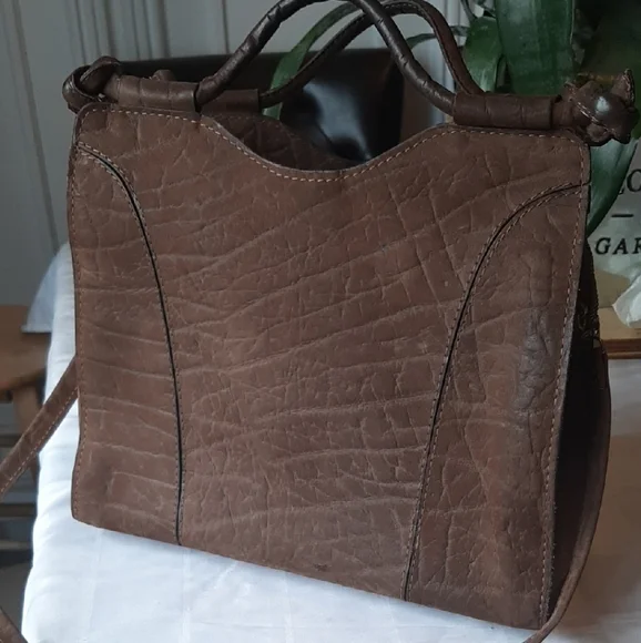 HOLT RENFREW Made In FRANCE Brown Suede Handbag - Picture 1 of 6